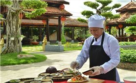 Vegetarian dishes made from banana plants by Cao Dai region and Buddhist followers in Tay Ninh province