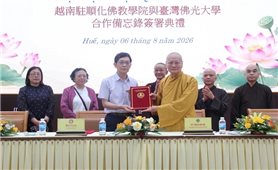 Học viện Phật giáo Việt Nam tại Huế tiếp Đoàn Đại học Phật Quang (Đài Loan - Trung Quốc) thăm, làm việc tại Việt Nam