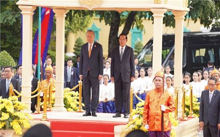 Lễ đón trọng thể Tổng Bí thư Tô Lâm thăm cấp Nhà nước tới Vương quốc Campuchia