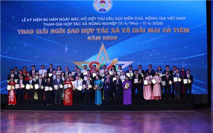 Vinh danh 100 hợp tác xã, sản phẩm hợp tác xã tiêu biểu tại Lễ trao Giải Ngôi sao Hợp tác xã và Giải Mai An Tiêm năm 2026