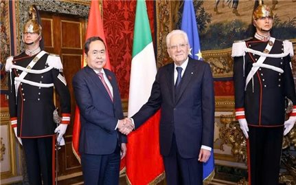 Chủ tịch Quốc hội Trần Thanh Mẫn hội kiến Tổng thống Italia Sergio Mattarella
