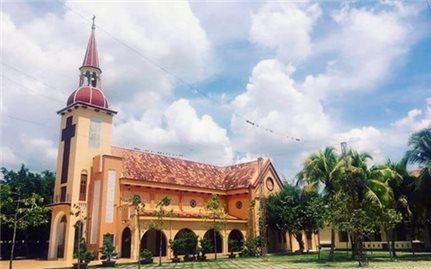 The Roman Catholic Church, a famous pilgrimage site in Vinh Long province