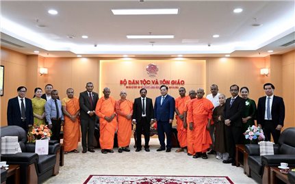 Thứ trưởng Bộ Dân tộc và Tôn giáo Nguyễn Hải Trung tiếp Thứ trưởng Bộ Phật giáo, Tôn giáo và Văn hóa Sri Lanka Gamagedara Disanayaka