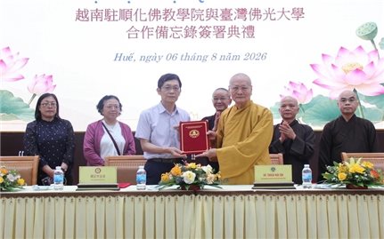 Học viện Phật giáo Việt Nam tại Huế tiếp Đoàn Đại học Phật Quang (Đài Loan - Trung Quốc) thăm, làm việc tại Việt Nam