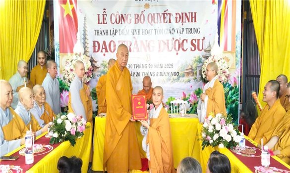Lễ Công bố Quyết định thành lập Điểm sinh hoạt tôn giáo tập trung đạo tràng Dược Sư tỉnh Cà Mau
