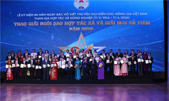 Vinh danh 100 hợp tác xã, sản phẩm hợp tác xã tiêu biểu tại Lễ trao Giải Ngôi sao Hợp tác xã và Giải Mai An Tiêm năm 2026