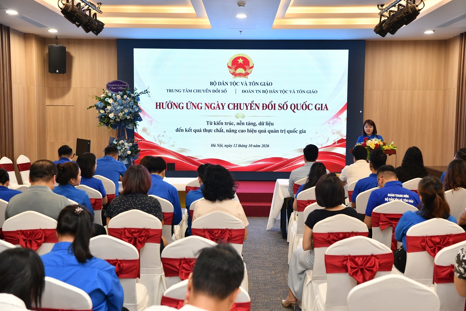 Toàn cảnh buổi sinh hoạt chuyên đề về phát huy vai trò đoàn viên, thanh niên Bộ Dân tộc và Tôn giáo trong ứng dụng trí tuệ nhân tạo vào thực hiện nhiệm vụ