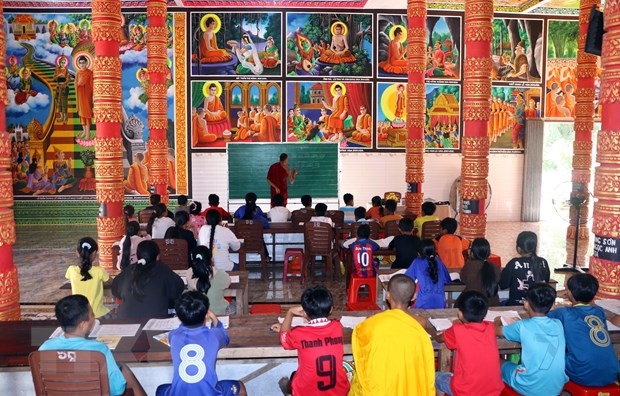  Một lớp học chữ Khmer tại chùa Ô Chum, ấp Vĩnh Thanh, phường Ngã Năm, thành phố Cần Thơ