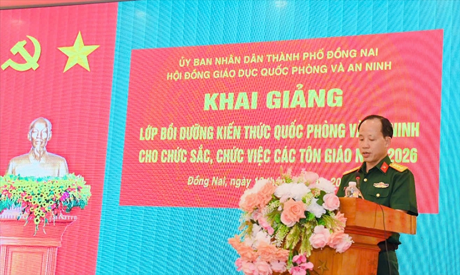 Đại tá Bùi Khánh Hòa phát biểu khai mạc Lớp bồi dưỡng