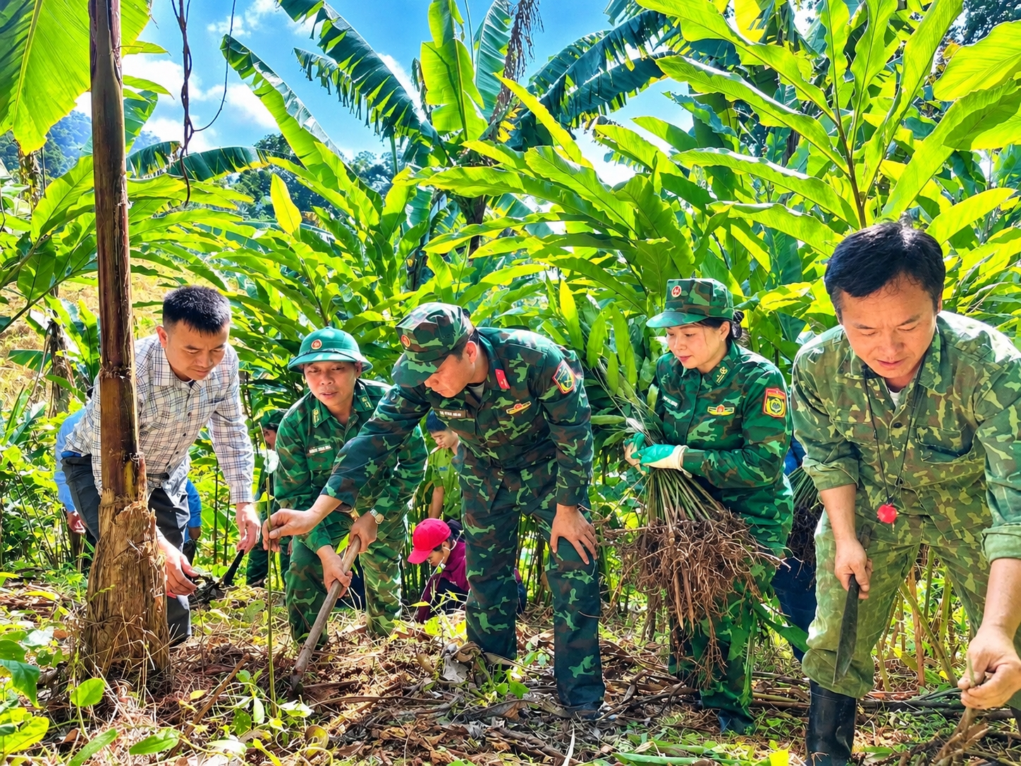 Bộ đội Biên phòng Tam Hợp giúp dân trồng cây bo bo