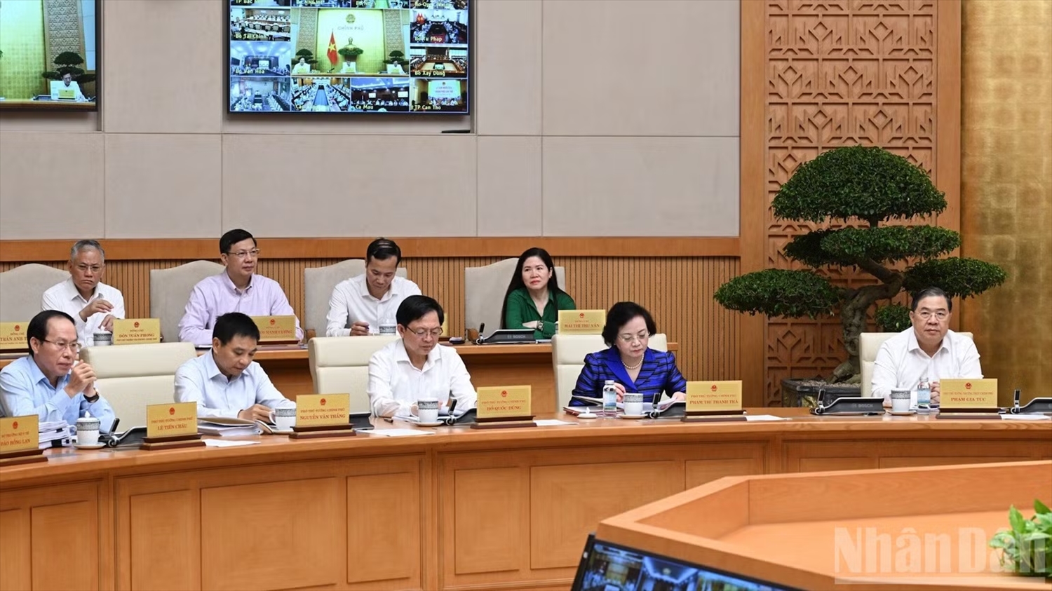 Các Phó Thủ tướng Chính phủ, đại biểu tham dự phiên họp. (Ảnh: TRẦN HẢI)