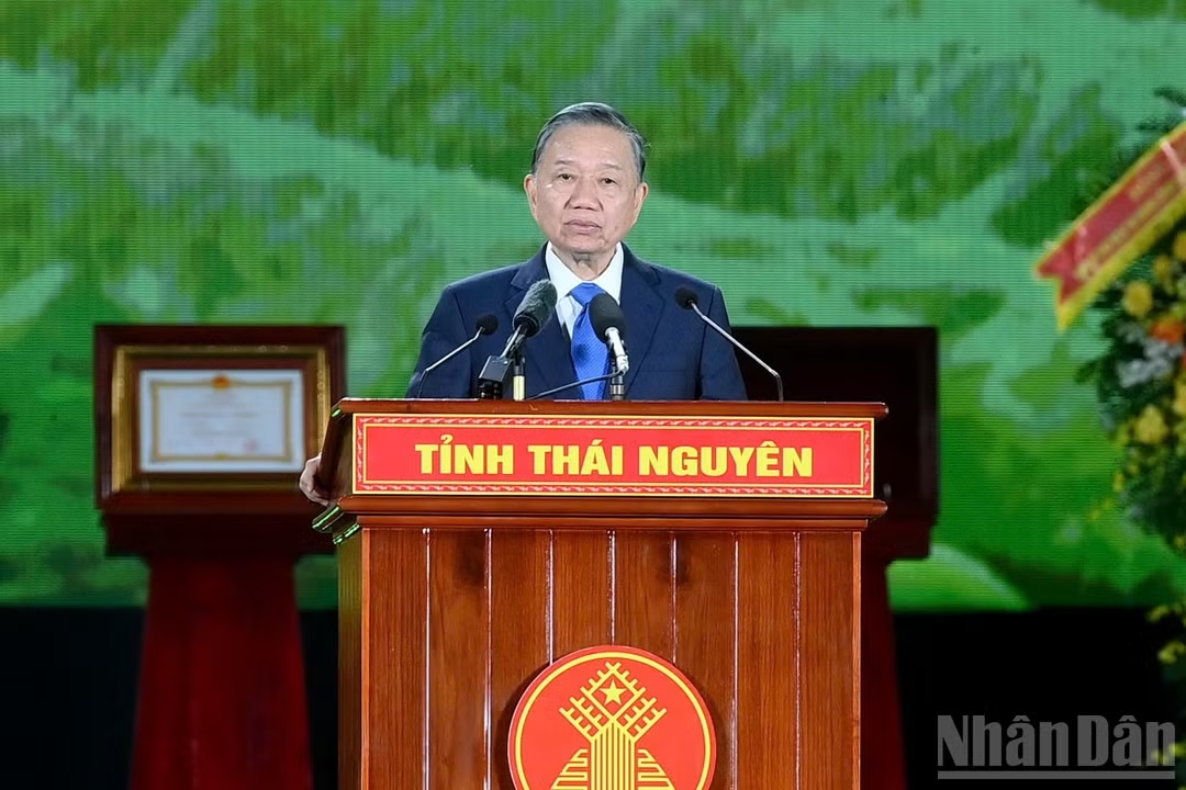 Tổng Bí thư, Chủ tịch nước Tô Lâm phát biểu tại lễ kỷ niệm. (Ảnh: ĐĂNG KHOA)