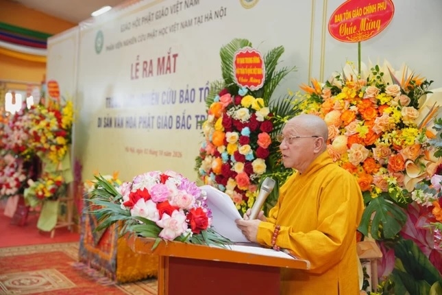 Hòa thượng Thích Gia Quang phát biểu tại buổi lễ