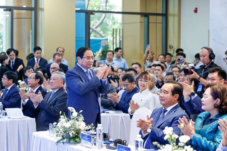 Thủ tướng Chính phủ Phạm Minh Chính dự lễ ra mắt Trung tâm Tài chính Quốc tế Việt Nam tại Thành phố Hồ Chí Minh - Ảnh: VGP/Nhật Bắc