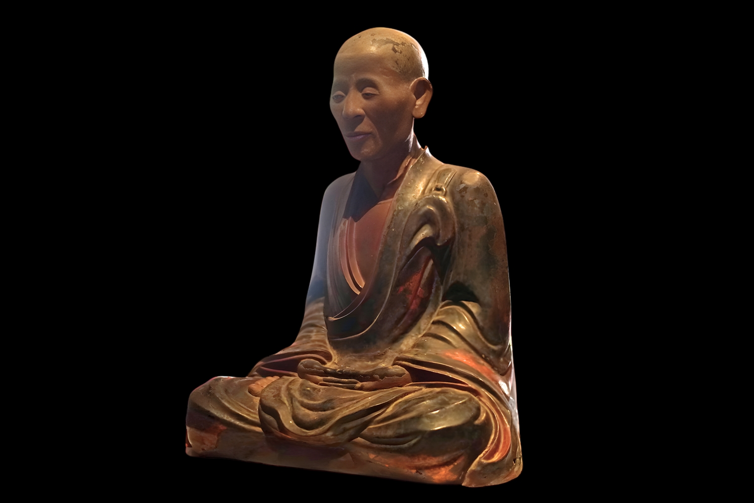 Tượng Sư tổ bằng gỗ sơn son thếp vàng, niên đại thế kỷ 19 tại Bảo tàng lịch sử TP HCM