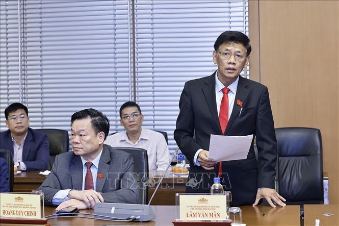 Chủ tịch Hội đồng Dân tộc của Quốc hội Lâm Văn Mẫn phát biểu - Ảnh: TTXVN