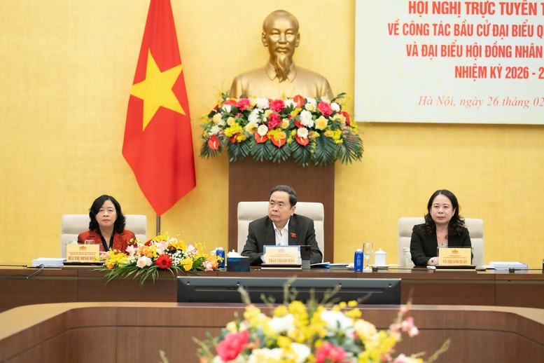 Chủ tịch Quốc hội Trần Thanh Mẫn, Chủ tịch Hội đồng Bầu cử quốc gia đã chủ trì Hội nghị