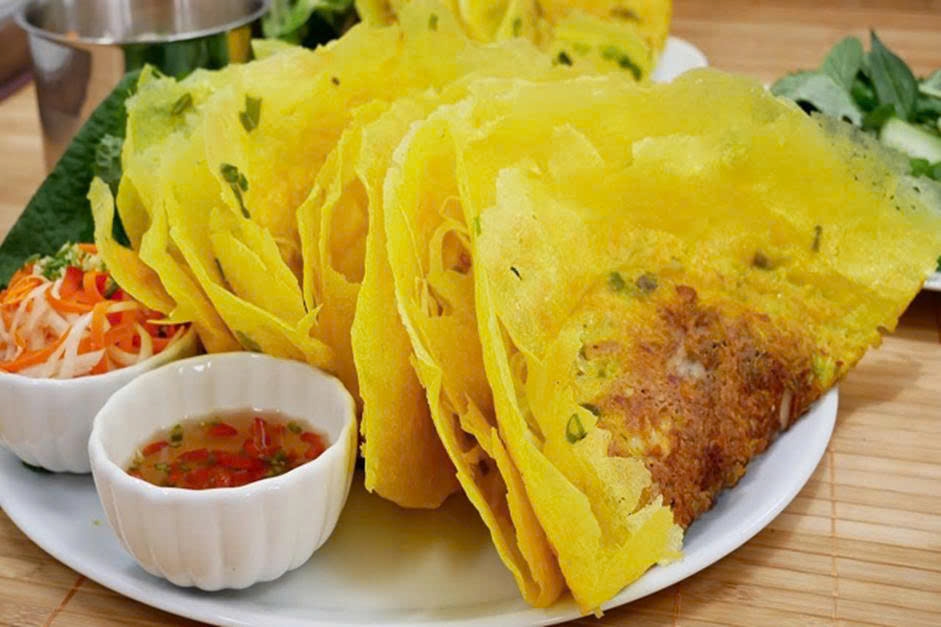 Banh xeo (Vietnamese savory pancake) is a famous and familiar dish from the Southwestern region of Vietnam.