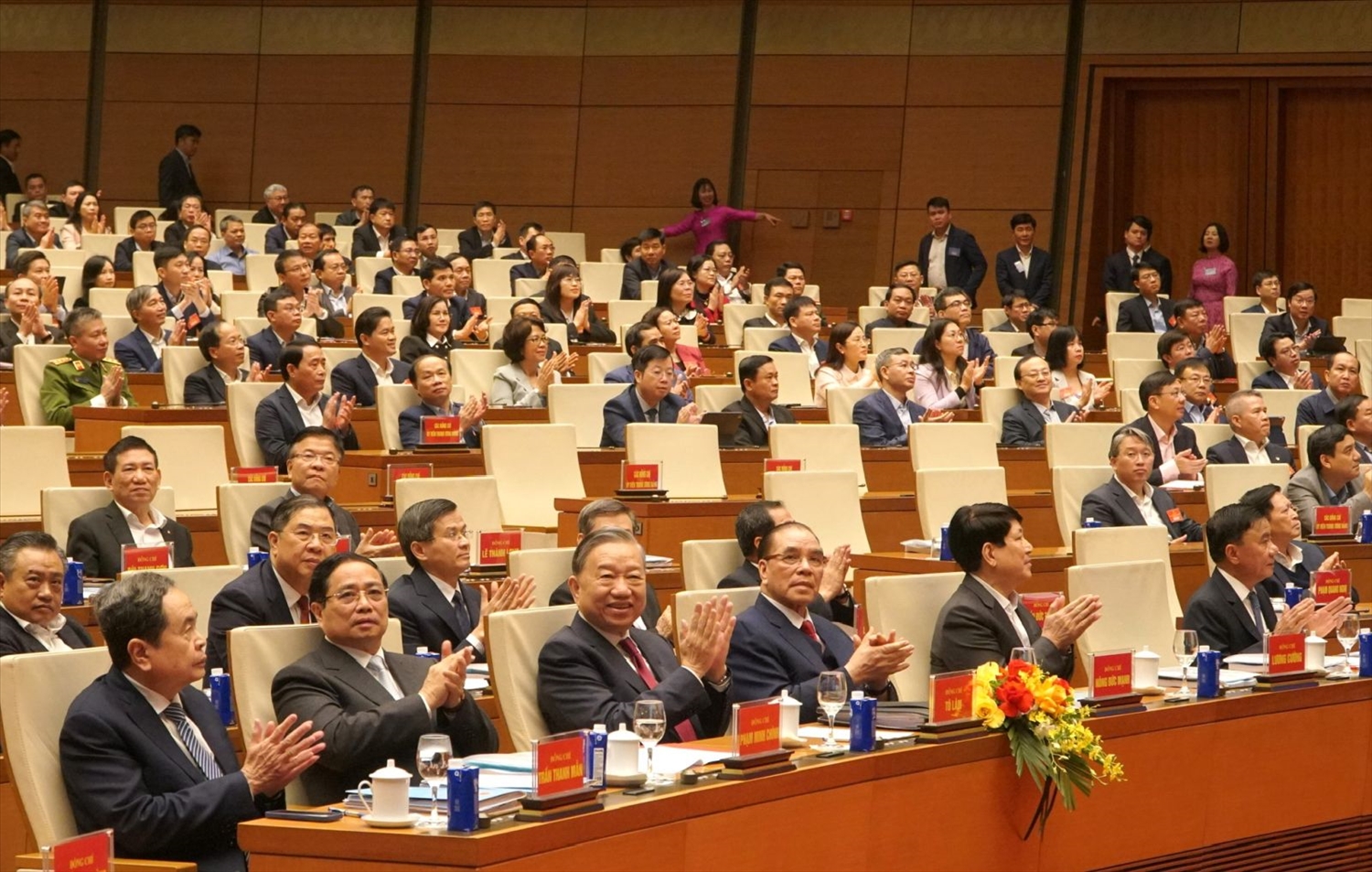 Tổng Bí thư Tô Lâm cùng các đồng chí lãnh đạo Đảng, Nhà nước dự Hội nghị.