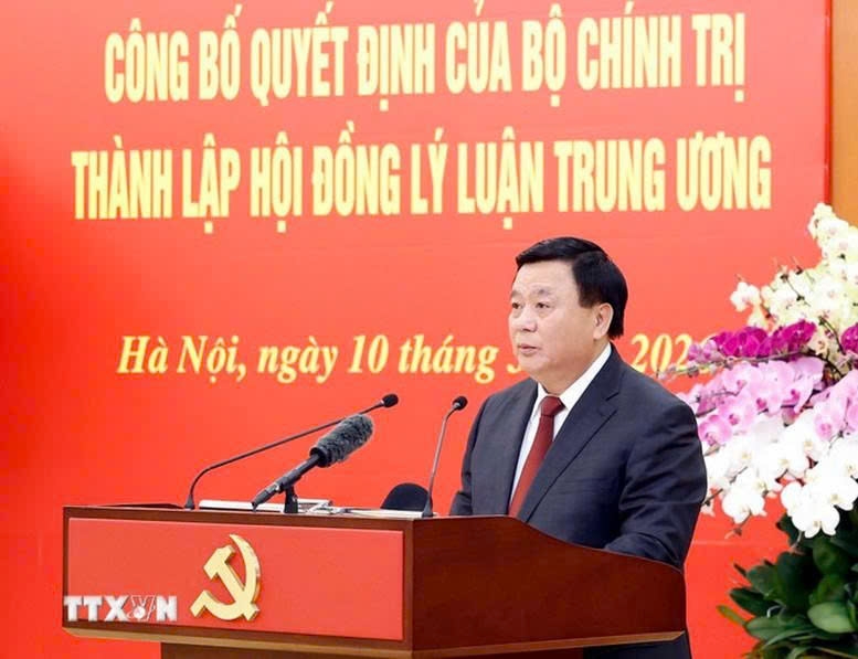 Đồng chí Nguyễn Xuân Thắng, Chủ tịch Hội đồng Lý luận Trung ương nhiệm kỳ 2026-2031 phát biểu - Ảnh: TTXVN