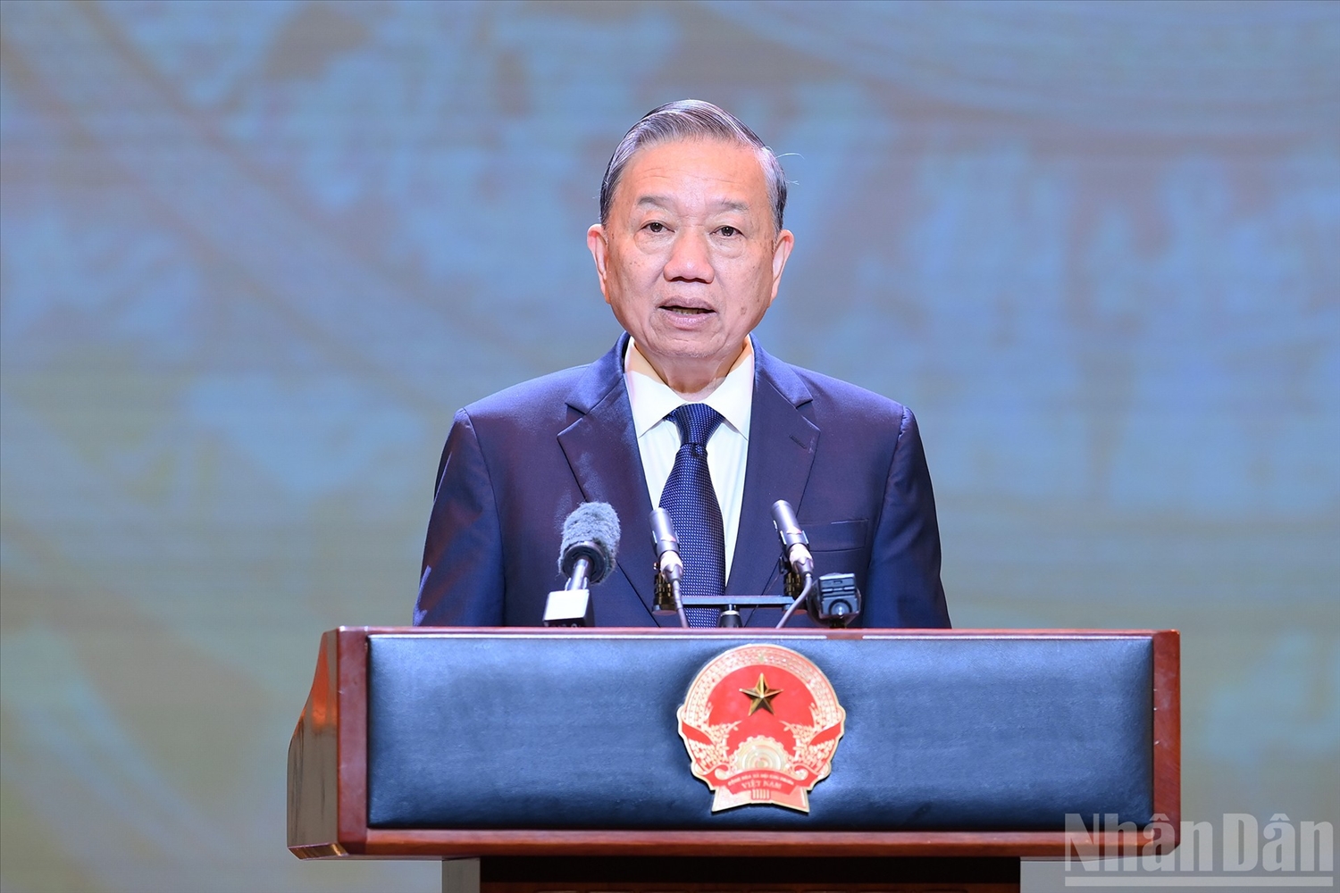 Tổng Bí thư Tô Lâm phát biểu ý kiến chỉ đạo tại Lễ kỷ niệm. (Ảnh: ĐĂNG KHOA)