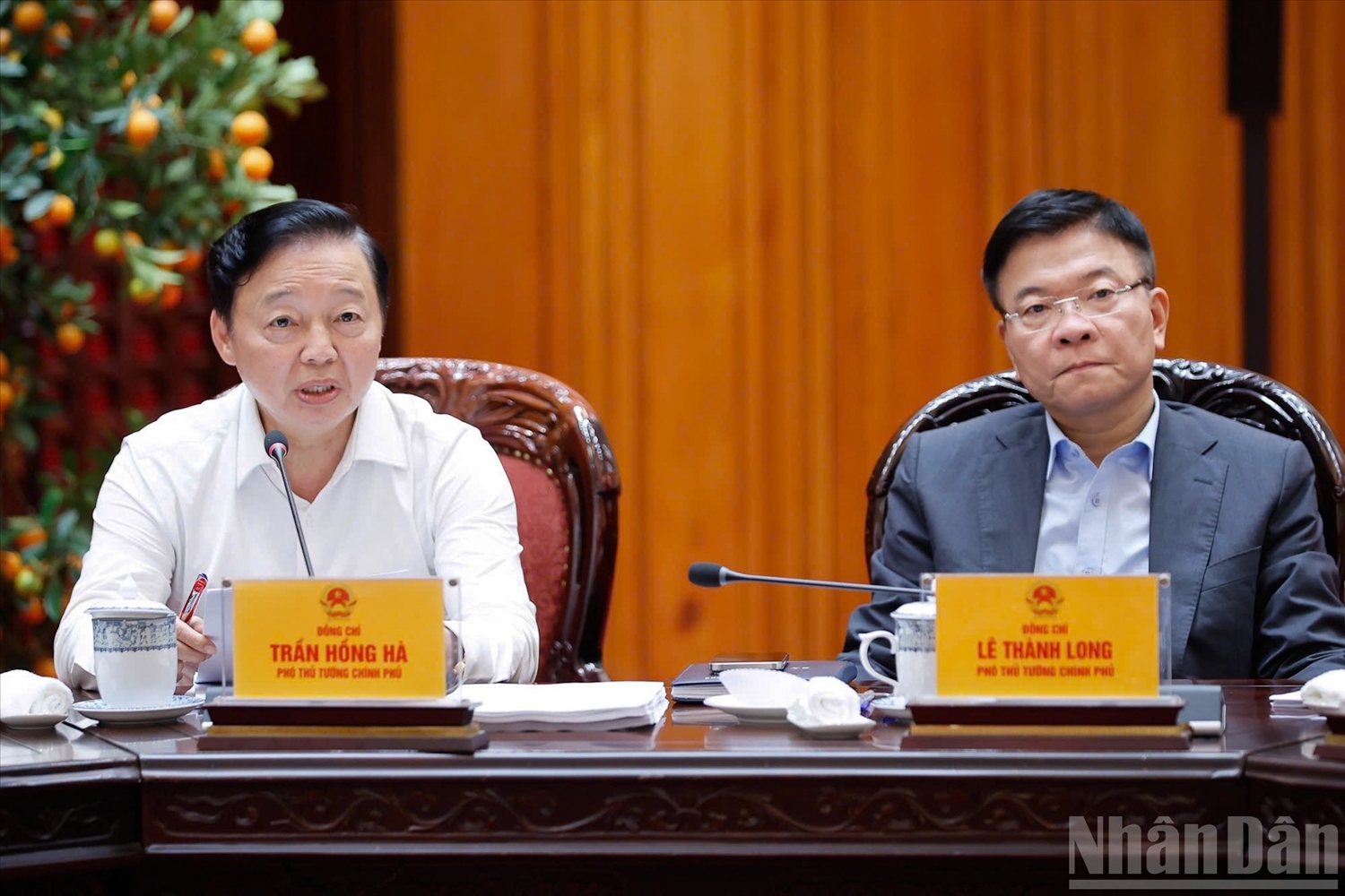 Phó Thủ tướng Trần Hồng Hà phát biểu tại cuộc họp.