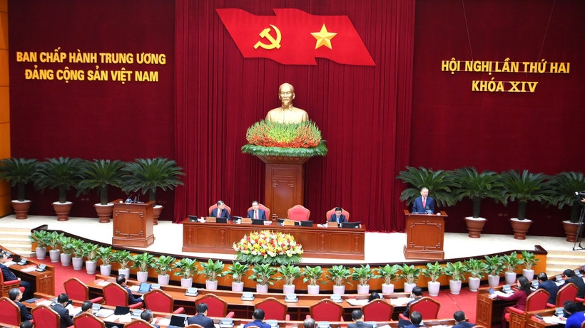 Khai mạc Hội nghị lần thứ 2 Ban Chấp hành Trung ương Đảng khóa XIV. (Ảnh: ĐĂNG KHOA)