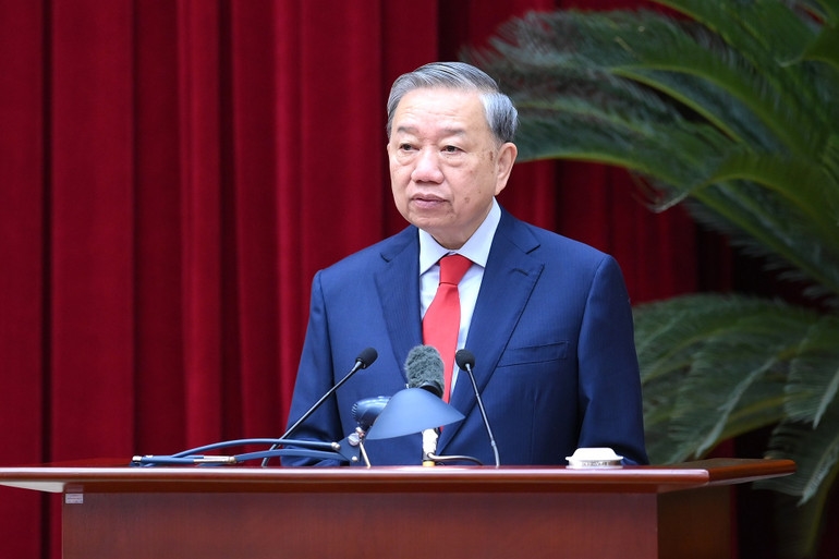 Tổng Bí thư Tô Lâm phát biểu khai mạc hội nghị. (Ảnh: ĐĂNG KHOA)