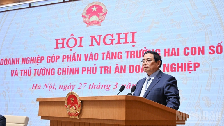 Thủ tướng Phạm Minh Chính phát biểu ý kiến tại hội nghị. (Ảnh: Trần Hải)