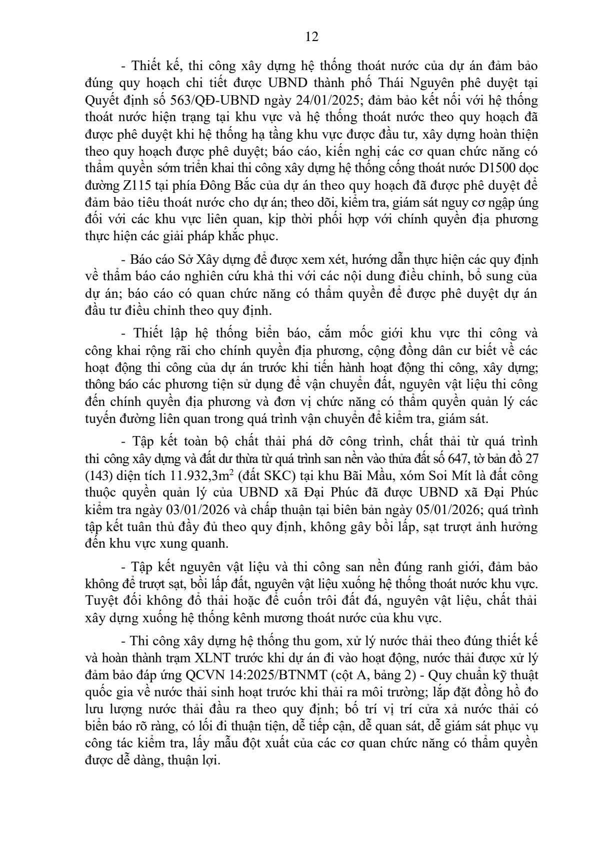 Quyết định Phê duyệt kết quả thẩm định báo cáo đánh giá tác động môi trường của Dự án đầu tư cơ sở vật chất cho Trường Phổ thông Vùng cao Việt Bắc (điều chỉnh) tại phường Quyết Thắng, tỉnh Thái Nguyên 13