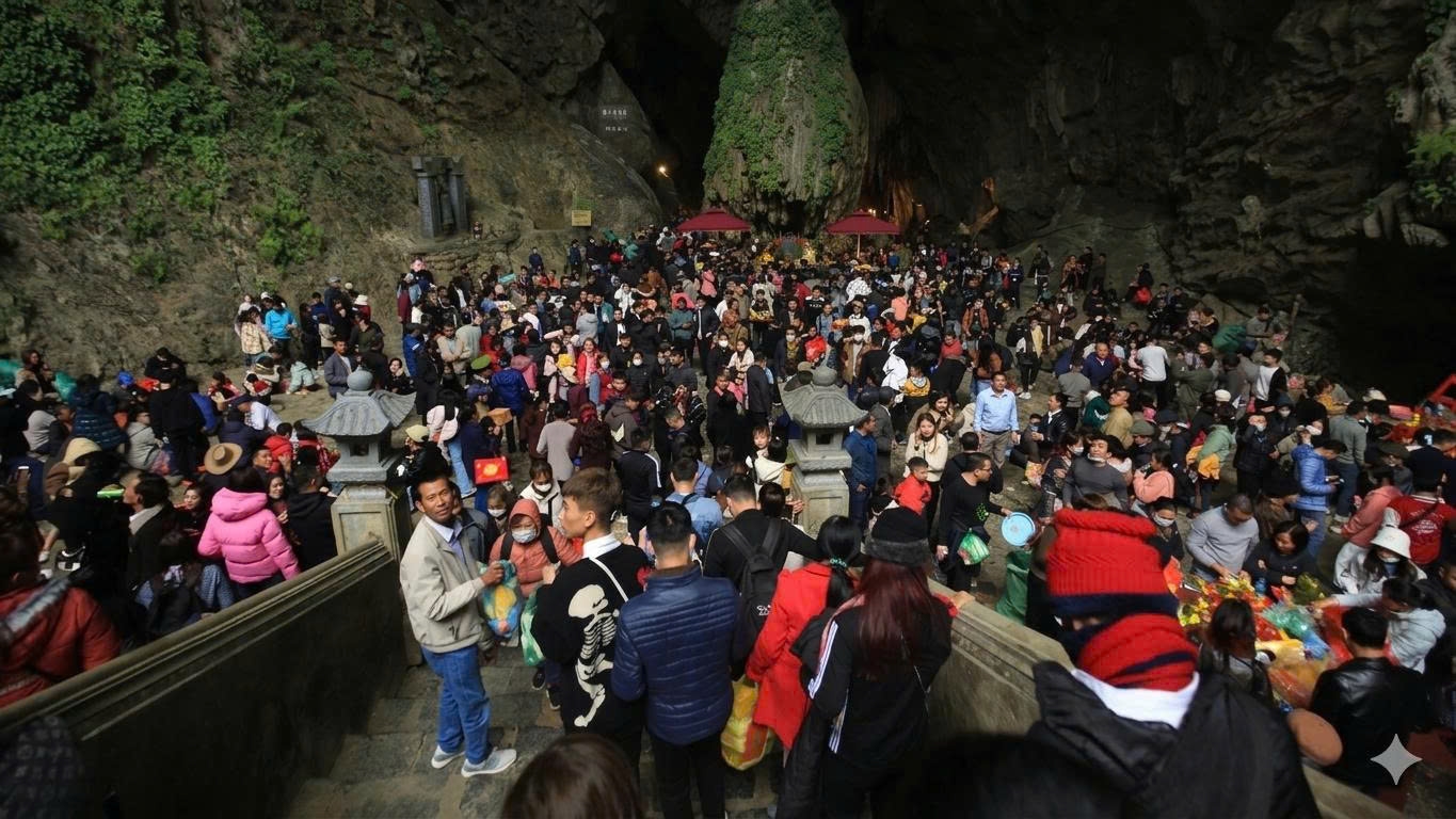 Tourists flocked to the Huong Pagoda festival