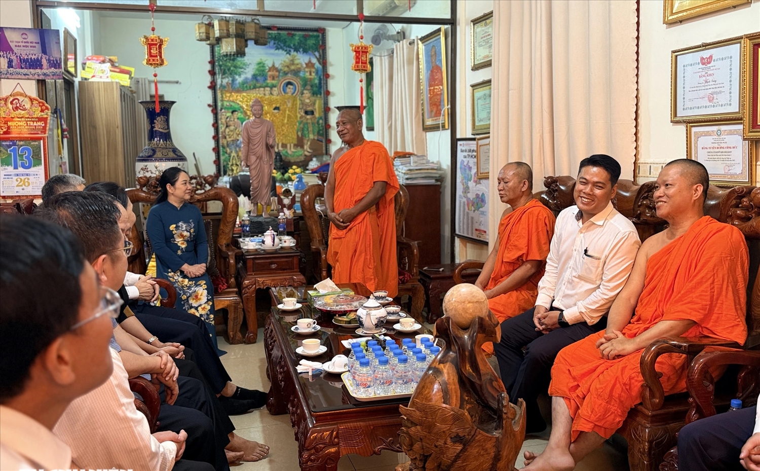 Hòa thượng Danh Lung, Ủy viên Thư ký Hội đồng Trị sự Giáo hội Phật giáo Việt Nam, trụ trì chùa Candaransi cảm ơn sự quan tâm của Đoàn đến thăm, chúc Tết