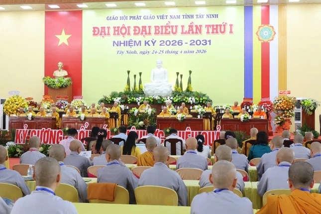 Ban Chứng minh, Chủ tọa đoàn, các đại biểu tham dự Đại hội đại biểu Phật giáo tỉnh Tây Ninh, lần thứ I, nhiệm kỳ 2026-2031