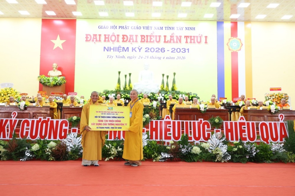 Hội từ thiện chùa Tường Nguyên trao tặng 720 triệu đồng xây cầu Tường Nguyên