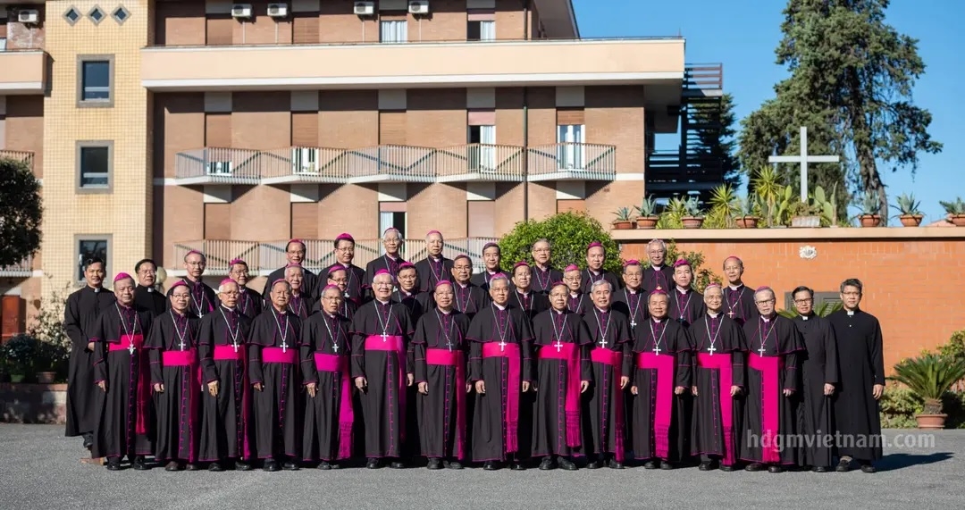 Đoàn Hội đồng Giám mục Việt Nam tại Vatican. Giáo hoàng Lêô tiếp kiến các Giám mục đoàn Hội đồng Giám mục Việt Nam tại dinh Tông tòa. (Ảnh: hdgmvietnam.com)