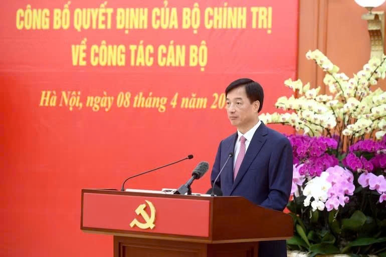 Đồng chí Nguyễn Duy Ngọc, Ủy viên Bộ Chính trị, Bí thư Trung ương Đảng, Trưởng ban Tổ chức Trung ương phát biểu tại hội nghị. (Ảnh: ĐĂNG KHOA)