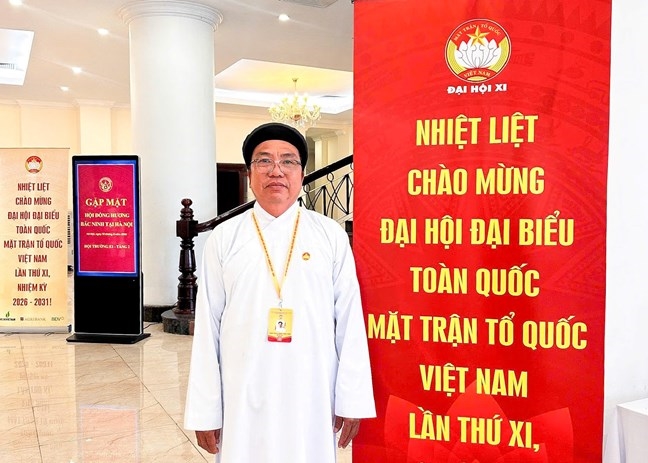 Chánh Phối sư Huỳnh Thanh Phong, Ủy viên Ủy ban Trung ương MTTQ Việt Nam, Trưởng Ban Thường trực Hội thánh Cao Đài Tiên Thiên. Ảnh: Lê Khánh 