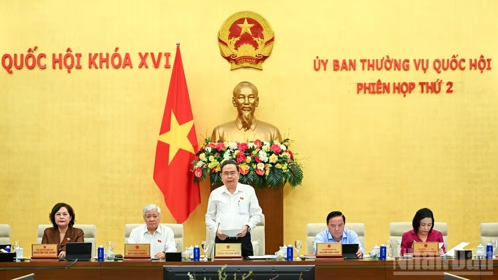 Chủ tịch Quốc hội Trần Thanh Mẫn phát biểu khai mạc phiên họp. (Ảnh: DUY LINH)