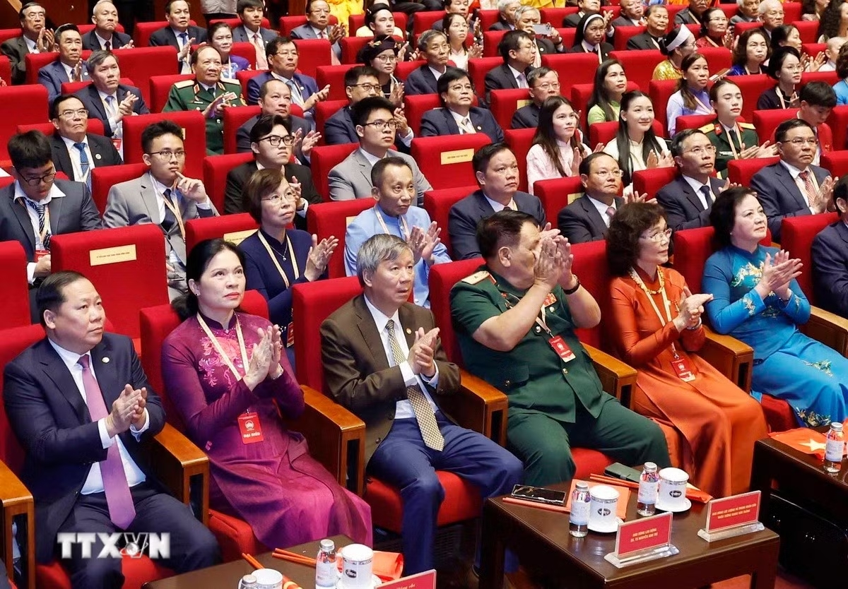 Các đại biểu tham dự phiên khai mạc trọng thể Đại hội đại biểu Mặt trận Tổ quốc Việt Nam lần thứ XI. (Ảnh: Thống Nhất/TTXVN)