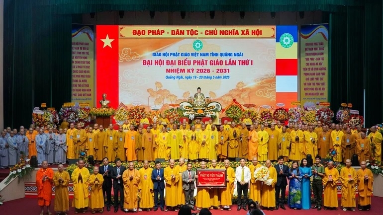 Ban Trị sự Giáo hội Phật giáo Việt Nam tỉnh Quảng Ngãi nhiệm kỳ 2026-2031 ra mắt tại Đại hội.