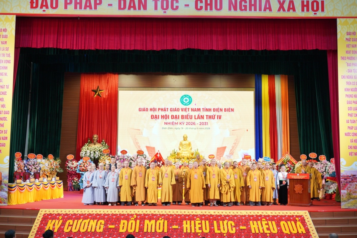Tân Ban Trị sự Giáo hội Phật giáo Việt Nam tỉnh Điện Biên, nhiệm kỳ 2026-2031 ra mắt tại Đại hội.