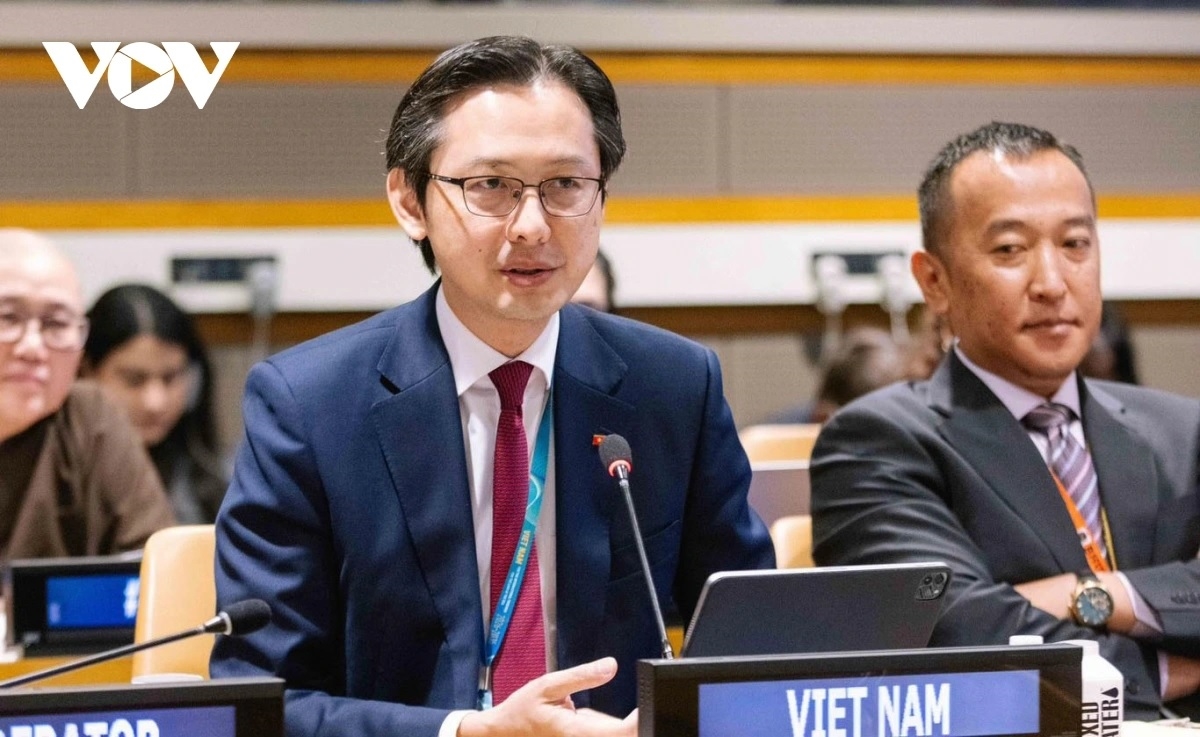 Đại sứ Đỗ Hùng Việt, Trưởng Phái đoàn thường trực Việt Nam tại Liên Hợp quốc chia sẻ tại Tọa đàm. (Ảnh: VOV)