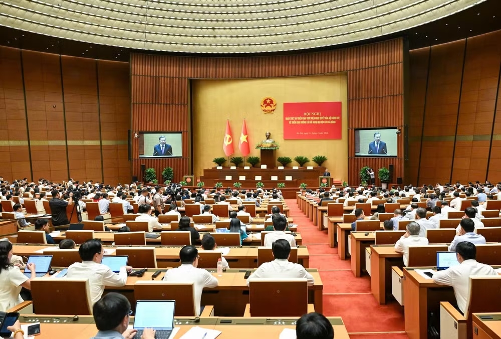 Quang cảnh Hội nghị quán triệt và triển khai thực hiện Nghị quyết của Bộ Chính trị về triển khai đường lối đối ngoại Đại hội XIV của Đảng. (Ảnh: DUY LINH)