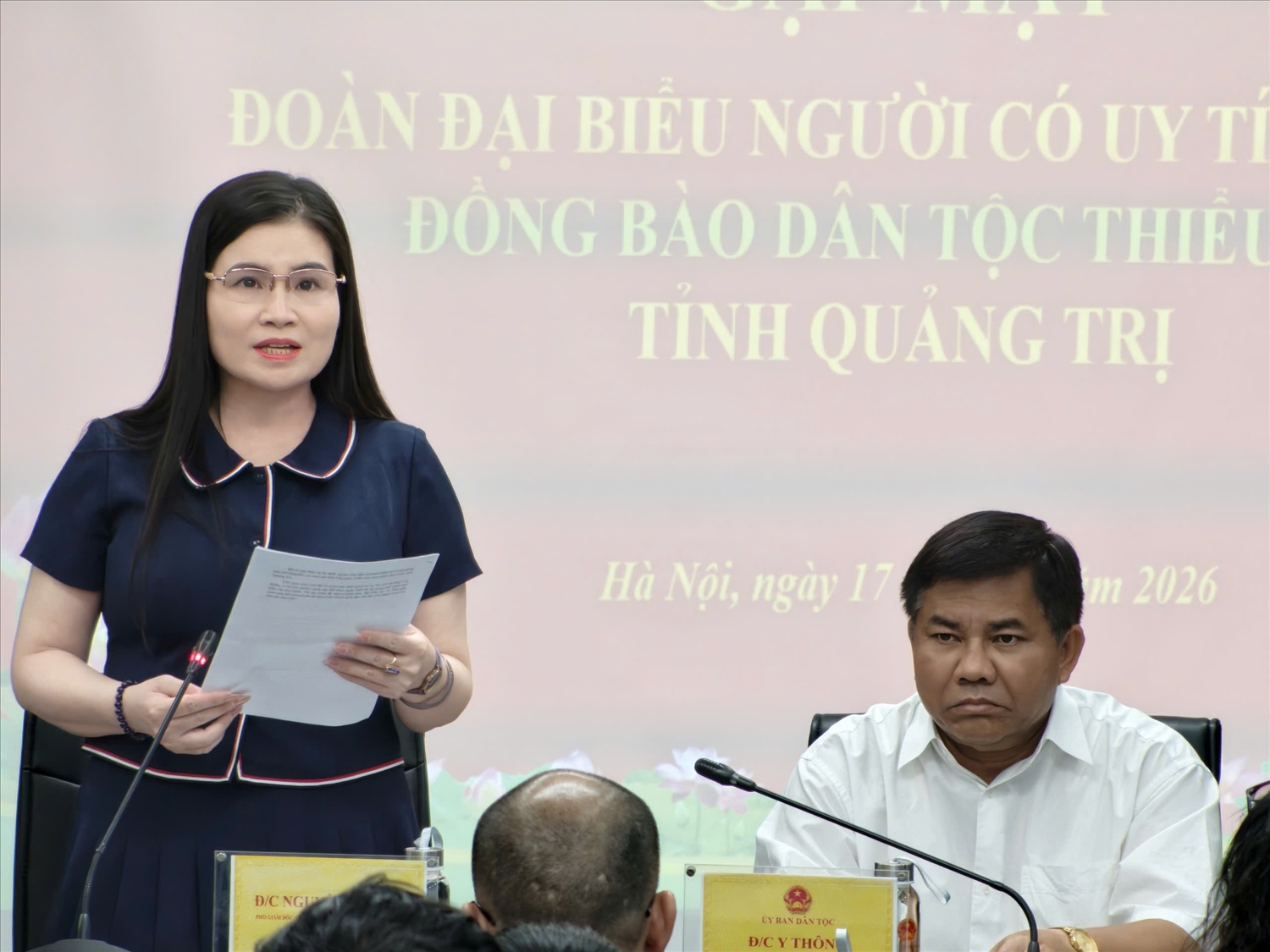 Phó Giám đốc Sở Dân tộc và Tôn giáo tỉnh Quảng Trị Nguyễn Thị Lài phát biểu