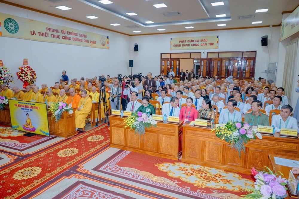 Quang cảnh Đại hội đại biểu lần thứ I, nhiệm kỳ 2026-2031 của Giáo hội Phật giáo Việt Nam tỉnh Cà Mau