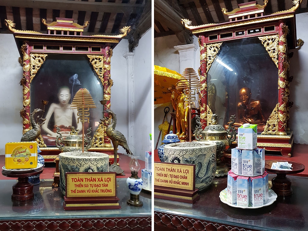 Toàn thân xá lợi thiền sư Vũ Khắc Trường và thiền sư Vũ Khắc Minh tại chùa Đậu