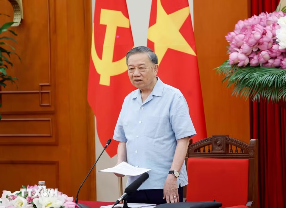 Tổng Bí thư, Chủ tịch nước Tô Lâm phát biểu tại cuộc họp - Ảnh: TTXVN