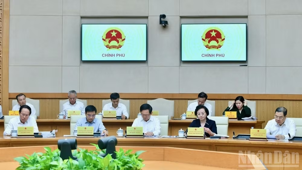 Các Phó Thủ tướng Chính phủ tham dự Phiên họp Chính phủ thường kỳ tháng 5. (Ảnh: THANH GIANG)