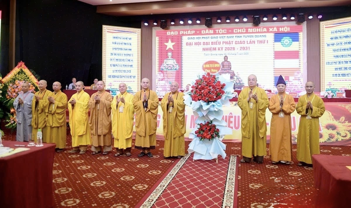 Đoàn chủ tịch chủ trì Đại hội đại biểu Phật giáo tỉnh Tuyên Quang lần thứ I, nhiệm kỳ 2026-2031