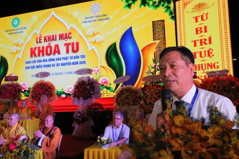 Ông Mai Quang Vĩnh, Phó Giám đốc Sở Dân tộc và Tôn giáo thành phố Đà Nẵng phát biểu